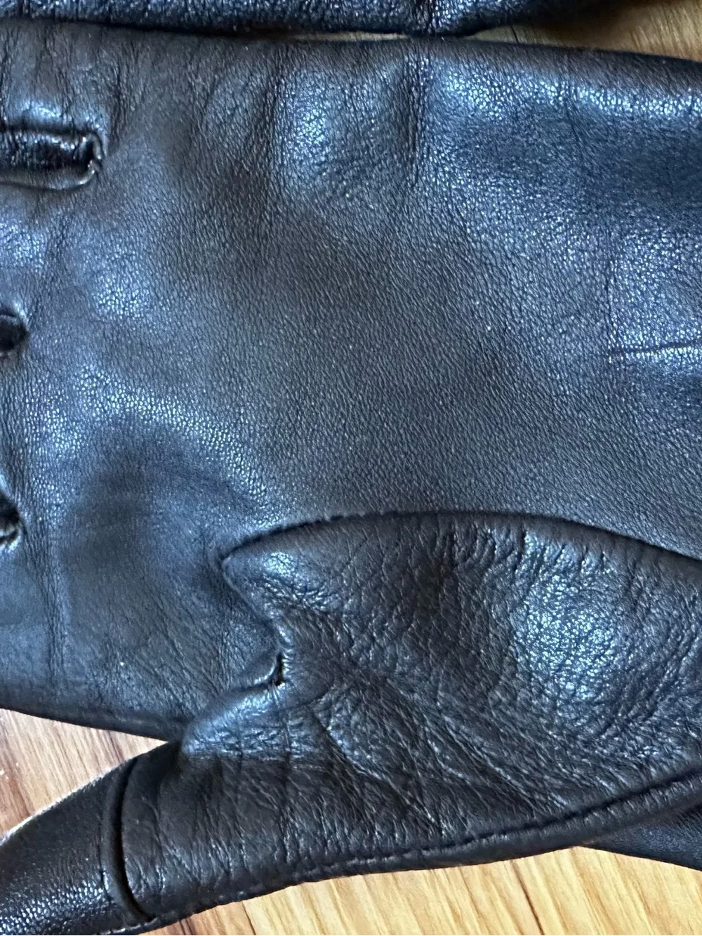 Michael Kors Black Leather Gloves with Gold MK Emblem